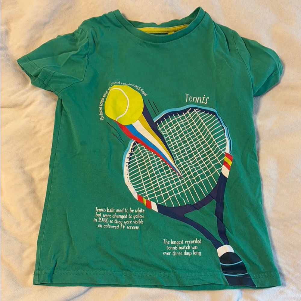 Boden Green Tennis Graphic Kids T-Shirt